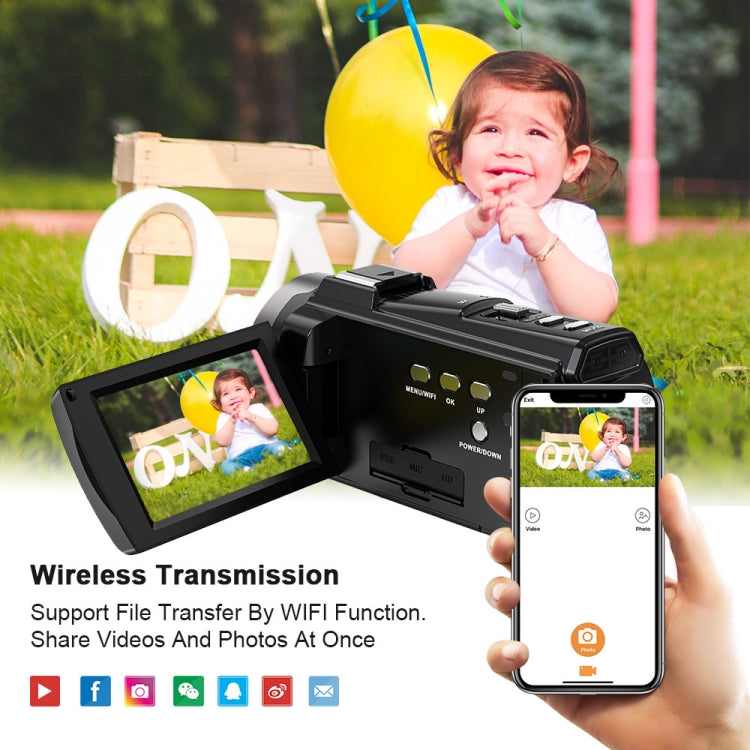 HDV265K 5K 30FPS 3.0-Inch HD Digital 3X Optical Zoom Outdoor Sports DV Camera US Plug(Black) - Video Cameras by PMC TechLife | Online Shopping South Africa | PMC TechLife | Buy Now Pay Later Mobicred