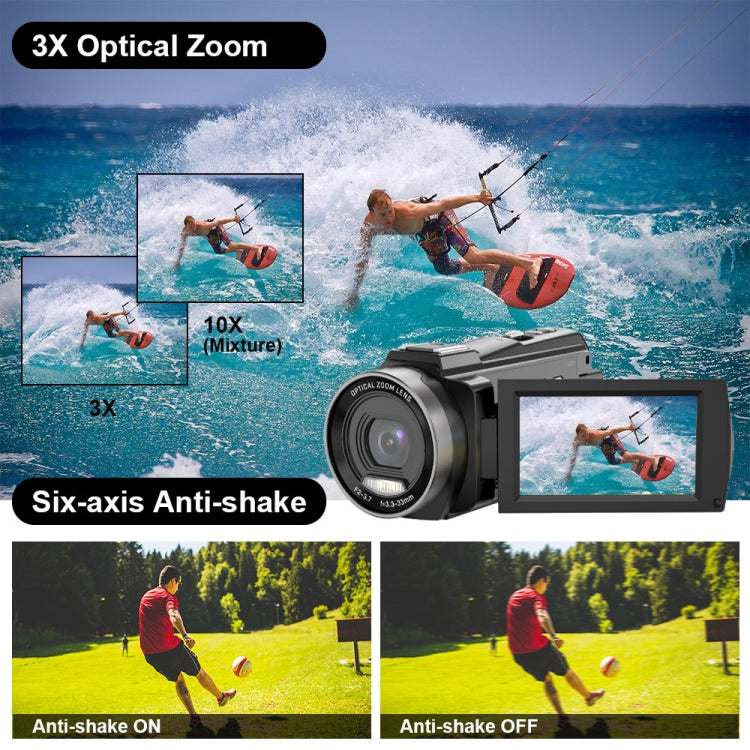 HDV265K 5K 30FPS 3.0-Inch HD Digital 3X Optical Zoom Outdoor Sports DV Camera EU Plug(Black) - Video Cameras by PMC TechLife | Online Shopping South Africa | PMC TechLife | Buy Now Pay Later Mobicred