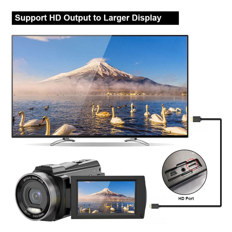 HDV265K 5K 30FPS 3.0-Inch HD Digital 3X Optical Zoom Outdoor Sports DV Camera EU Plug(Black) - Video Cameras by PMC TechLife | Online Shopping South Africa | PMC TechLife | Buy Now Pay Later Mobicred