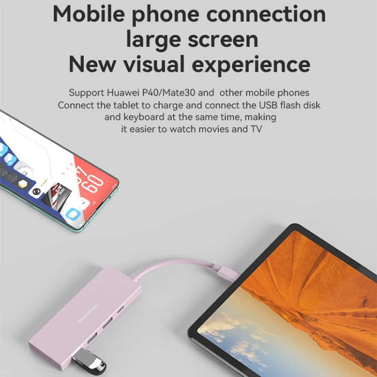 Blueendless 4K60Hz + Data Port Type-C Docking Station USB3.0 Splitter, Spec: 6-in-1 Blue - USB HUB by Blueendless | Online Shopping South Africa | PMC Jewellery | Buy Now Pay Later Mobicred