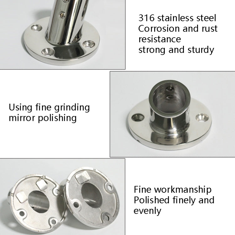 60 Degree Round Pipe Seat 316 Stainless Steel Corrosion-Resistant Marine Tube Seat, Specification: 22mm 7/8 inch - free shipping - PMC TechLife - Order now!