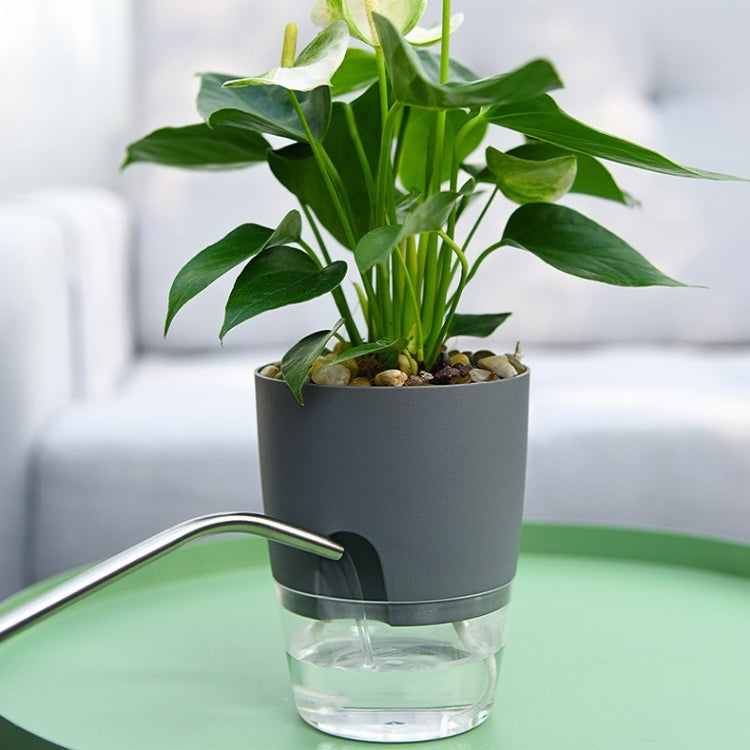 Transparent Plastic Double-Layer Water Storage Automatic Water-Absorbing Flowerpot, Size: A709 Caliber 23.5cm(Gray Transparent Basin) - Flower Pots & Planters by PMc TechLife | Online Shopping South Africa | PMc TechLife | Buy Now Pay Later Mobicred
