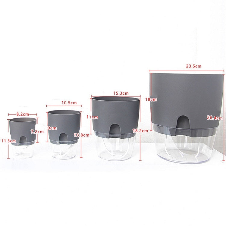 Transparent Plastic Double-Layer Water Storage Automatic Water-Absorbing Flowerpot, Size: A709 Caliber 23.5cm(Gray Transparent Basin) - Flower Pots & Planters by PMc TechLife | Online Shopping South Africa | PMc TechLife | Buy Now Pay Later Mobicred