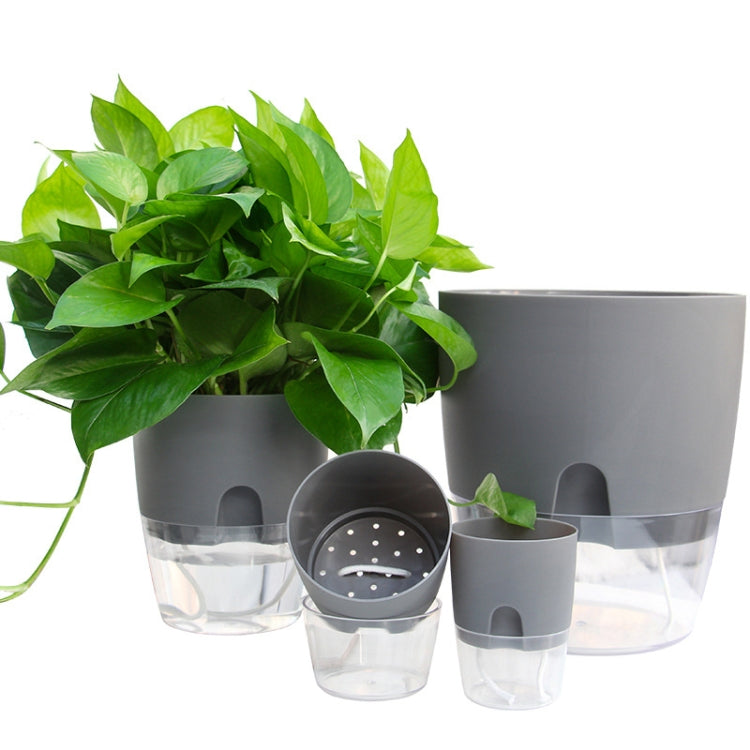 Transparent Plastic Double-Layer Water Storage Automatic Water-Absorbing Flowerpot, Size: A709 Caliber 23.5cm(Gray Transparent Basin) - Flower Pots & Planters by PMc TechLife | Online Shopping South Africa | PMc TechLife | Buy Now Pay Later Mobicred