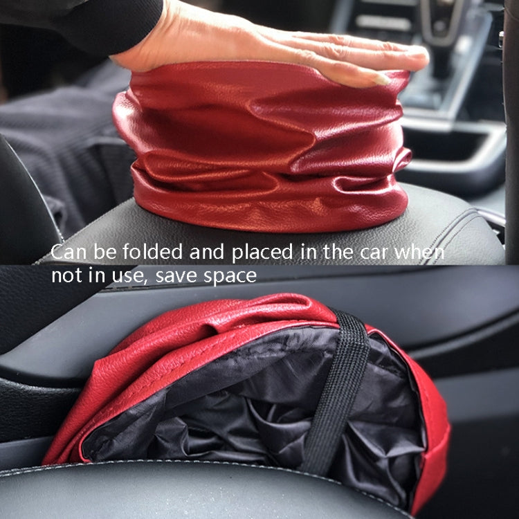 2 PCS Leather Foldable Car Trash Can Mini Chair Back Suspended Waterproof Trash Can(Beige) - Stowing Tidying by PMC TechLife | Online Shopping South Africa | PMC TechLife | Buy Now Pay Later Mobicred