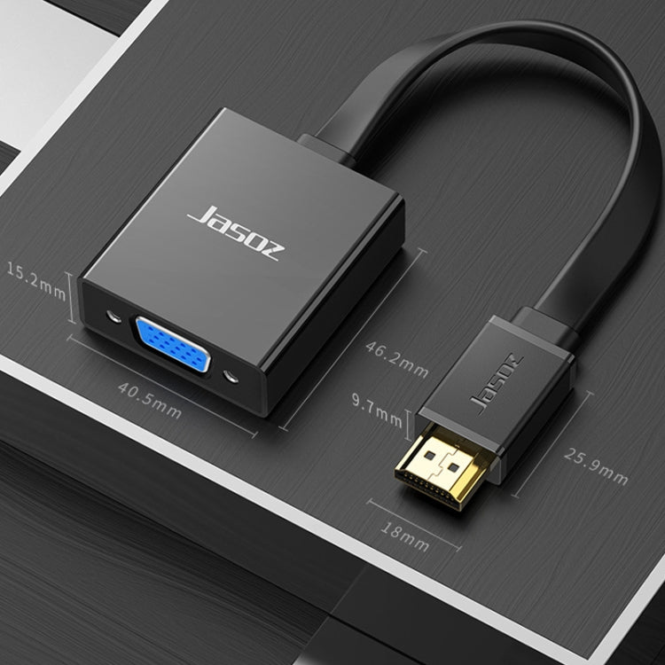 2 PCS Jasoz 1080P HDMI To VGA Converter Oxygen-Free Copper Core, Colour: With Audio Power Supply (Black) - free shipping - PMC Jewellery - Order now!