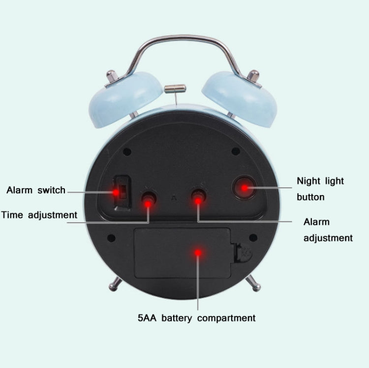 Student Cute Style Bell Alarm Clock Bedside Mute Clock With Light Specification��� Y35 4 Inch (Blue) - Alarm Clocks by PMc TechLife | Online Shopping South Africa | PMc TechLife | Buy Now Pay Later Mobicred