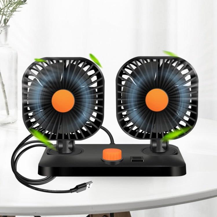 Mini USB 12 / 24V Car Electric Fan Double Head Fan - Heating & Fans by PMC TechLife | Online Shopping South Africa | PMC TechLife | Buy Now Pay Later Mobicred