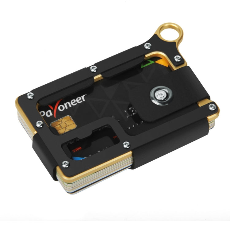Aluminum Alloy Card Holder Leather Wallet Multifunctional Adjustable Snap Button Pocket Wallet(Gold) - Card & Passport Bags by PMC TechLife | Online Shopping South Africa | PMC TechLife