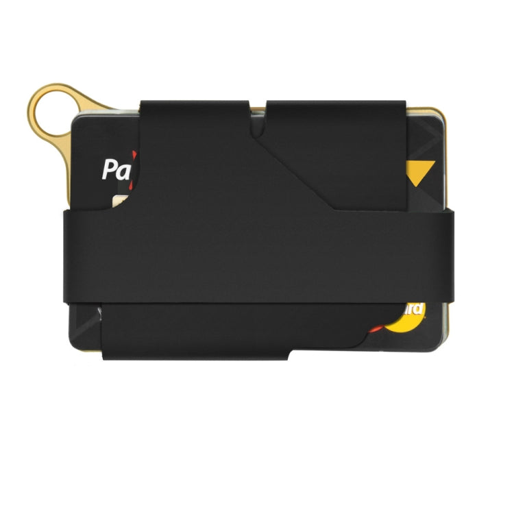 Aluminum Alloy Card Holder Leather Wallet Multifunctional Adjustable Snap Button Pocket Wallet(Gold) - Card & Passport Bags by PMC TechLife | Online Shopping South Africa | PMC TechLife