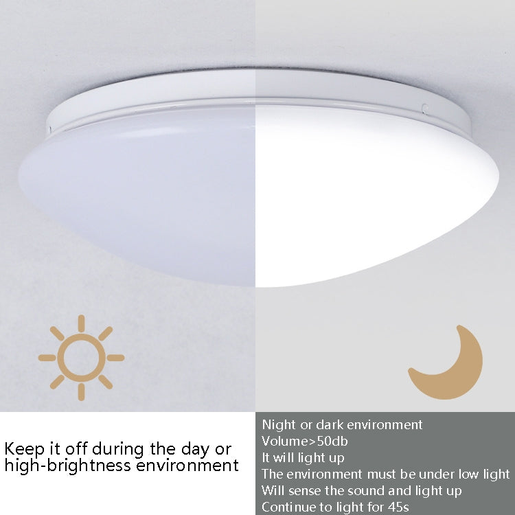 LED Sound Light Control Ceiling Lamp Round Corridor Intelligent Sensor Lamp, Power source: 24W 400mm(White) - Sensor LED Lights by PMc TechLife | Online Shopping South Africa | PMc TechLife | Buy Now Pay Later Mobicred