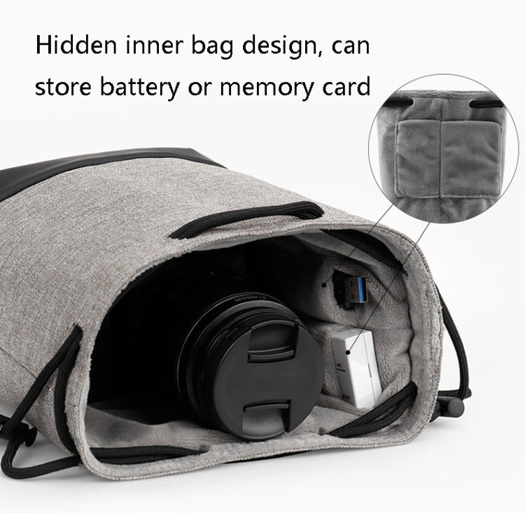Baona Waterproof Micro SLR Camera Bag Protective Cover Drawstring Pouch Bag, Color: Large Gray - Soft Bag by Baona | Online Shopping South Africa | PMC TechLife | Buy Now Pay Later Mobicred
