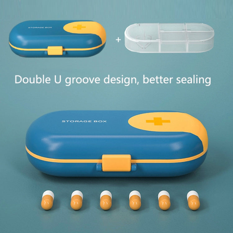 HW073 Portable Cut Medicine Large-capacity Pill Box Compartment Sealed Small Pill Box(Blue) - free shipping - PMC TechLife - Order now!