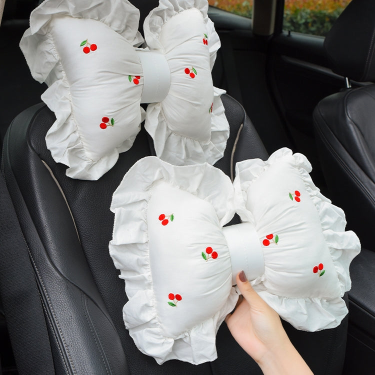 Bow Car Head Pillow Car Seat Neck Pillow Comfortable Cotton Car Supplies, Colour: Cherry Lumbar Pillow - Seat Accessories by PMC TechLife | Online Shopping South Africa | PMC TechLife | Buy Now Pay Later Mobicred