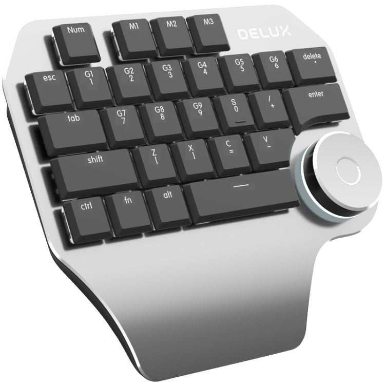 DELUX T11 29 Keys Single-Hand Keyboard Shortcut Key Speech Tool Flat Keyboard, Colour: Silver Black - free shipping - PMC TechLife - Order now!