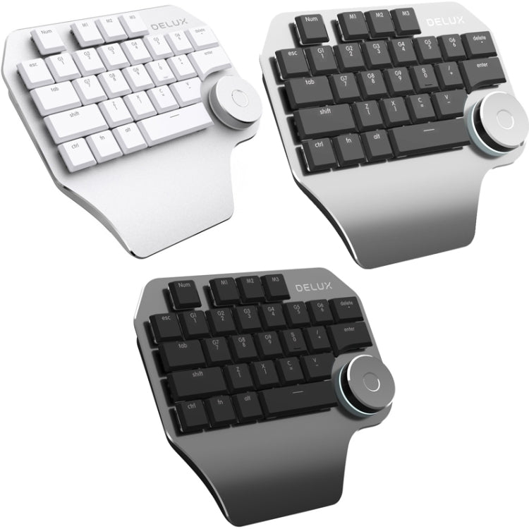 DELUX T11 29 Keys Single-Hand Keyboard Shortcut Key Speech Tool Flat Keyboard, Colour: Silver Black - free shipping - PMC TechLife - Order now!