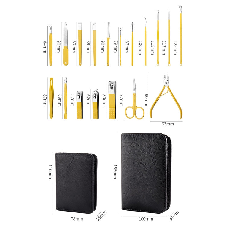 18 In 1 Yellow  Nail Clipper Set Manicure Set Stainless Steel Nail Clipper Manicure Tool - free shipping - PMC Jewellery - Order now!