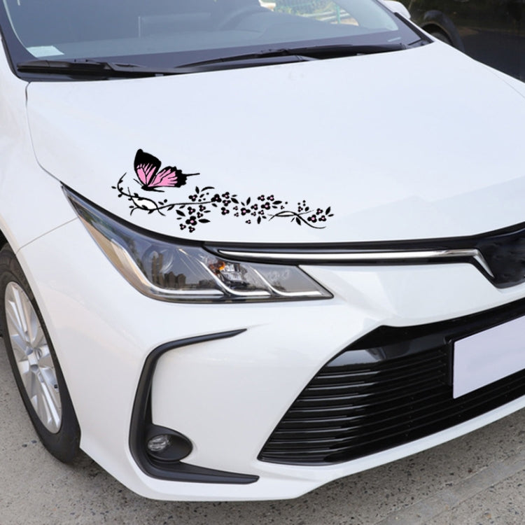 2 Pairs R729 Butterfly Flower Car Sticker Butterfly Love Flower Personality Engine Cover Body Decorative Sticker(Pink) - free shipping - PMC TechLife - Order now!