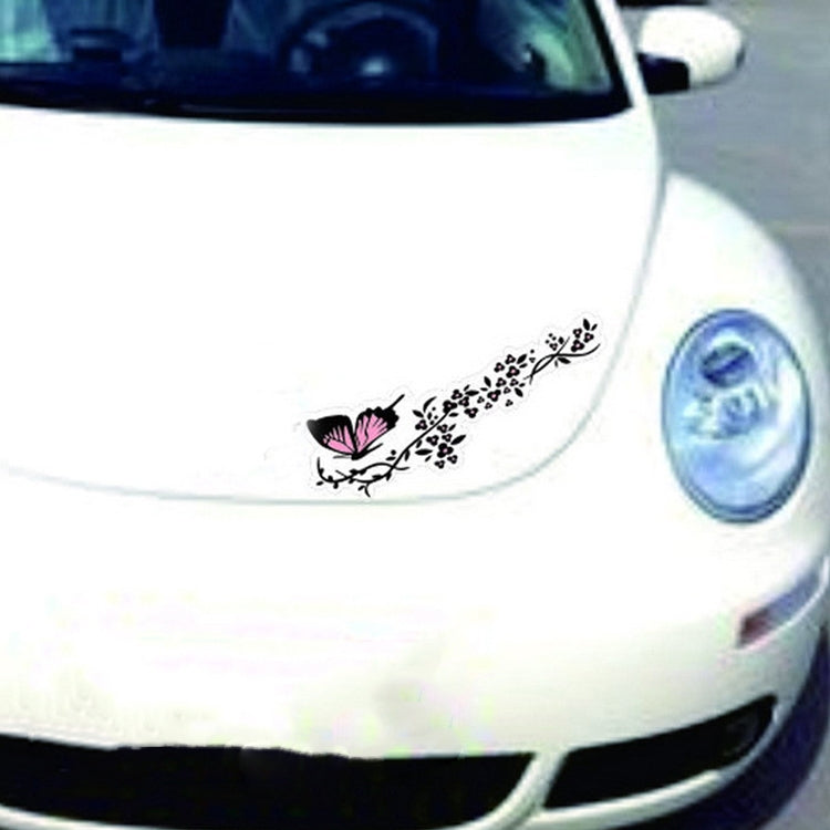 2 Pairs R729 Butterfly Flower Car Sticker Butterfly Love Flower Personality Engine Cover Body Decorative Sticker(Pink) - free shipping - PMC TechLife - Order now!