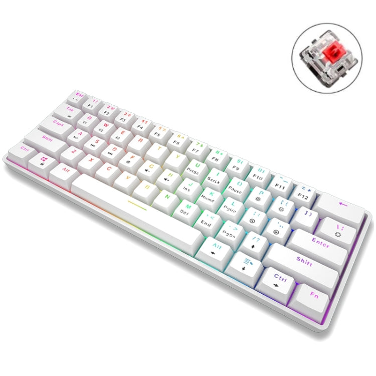 LEAVEN K28 61 Keys Gaming Office Computer RGB Wireless Bluetooth + Wired Dual Mode Mechanical Keyboard, Cabel Length:1.5m, Colour: Red Axis (White) - free shipping - PMC Jewellery - Order now!