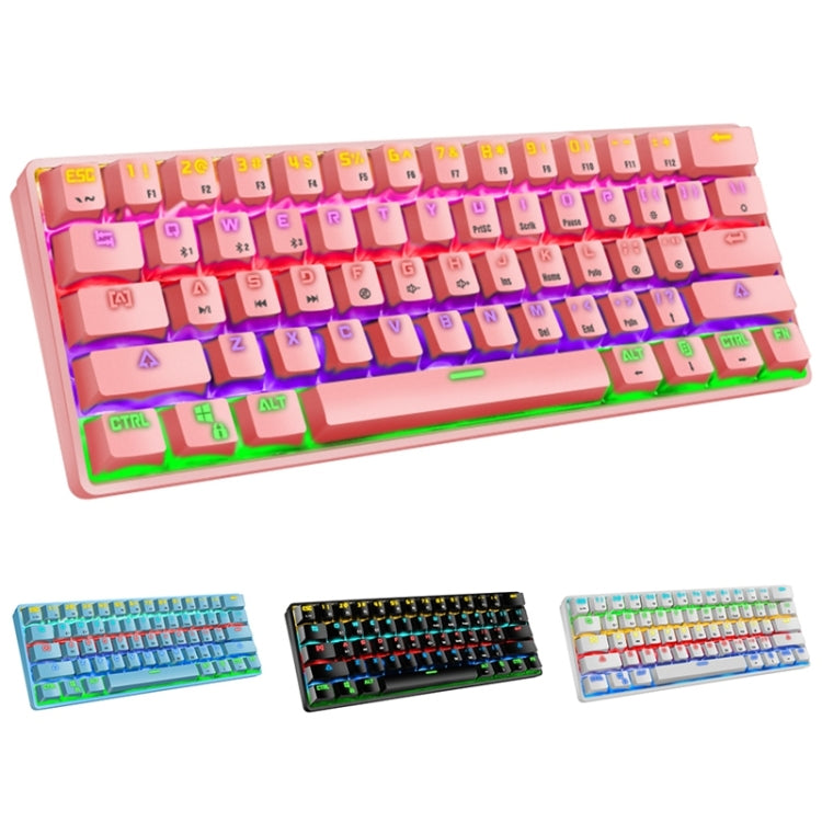 LEAVEN K28 61 Keys Gaming Office Computer RGB Wireless Bluetooth + Wired Dual Mode Mechanical Keyboard, Cabel Length:1.5m, Colour: Tea Axis (White) - free shipping - PMC Jewellery - Order now!