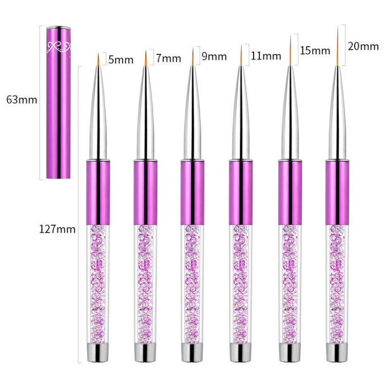 Nail Art Drawing Pen Purple Drill Rod Color Painting Flower Stripe Nail Brush With Pen Cover, Specification: 20mm - free shipping - PMC TechLife - Order now!