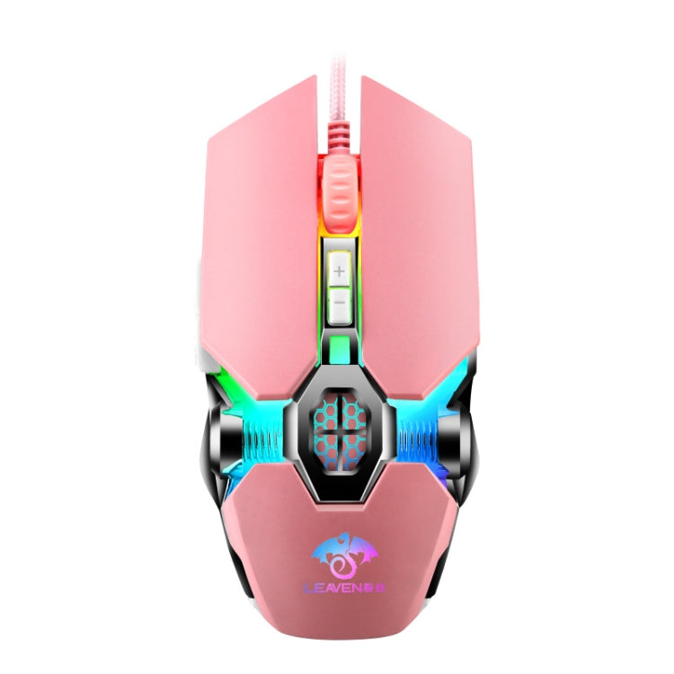 LEAVEN 7 Keys 4000DPI USB Wired Computer Office Luminous RGB Mechanical Gaming Mouse, Cabel Length:1.5m, Colour: S30 Pink - free shipping - PMC Jewellery - Order now!