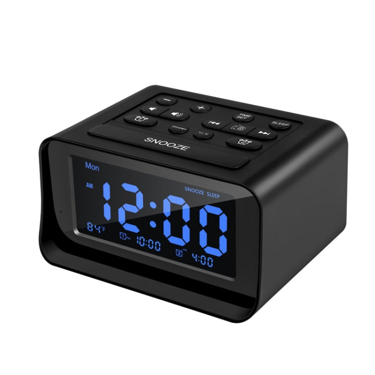 LED Digital Bedroom Alarm Clock With USB Charging Port Clock Radio Temperature Electronic Platform Clock, Specification: US Plug(Black) - Alarm Clocks by PMc TechLife | Online Shopping South Africa | PMc TechLife | Buy Now Pay Later Mobicred