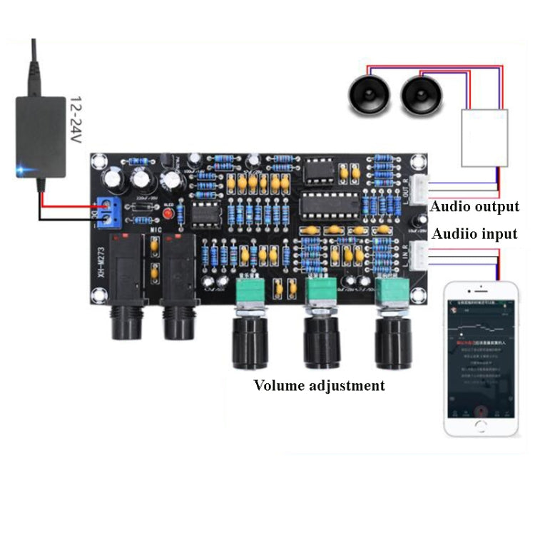 XH-M273 DC12-24V Microphone Amplifier Board K Song Singing Power Amplifier Board Reverberation Board - Other Accessories by PMC TechLife | Online Shopping South Africa | PMC TechLife