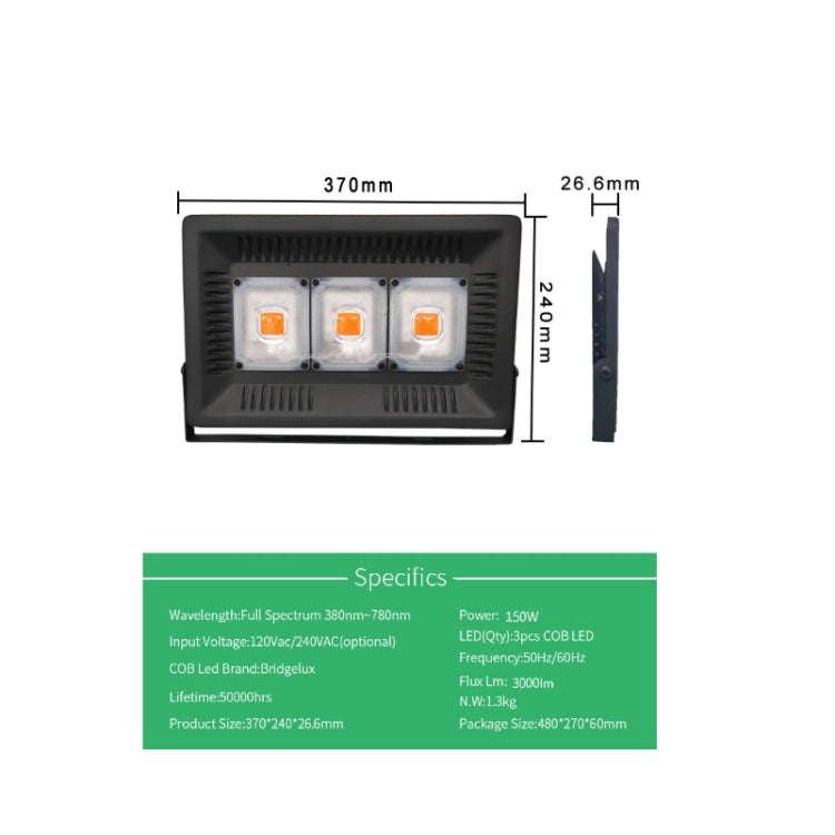150W Ultra-Thin LED Plant Light, Full Spectrum COB Growth Light, Vegetable, Fruit & Flower Greenhouse Fill Light With Plug, Specification:US Plug - LED Grow Lights by PMc TechLife | Online Shopping South Africa | PMc TechLife | Buy Now Pay Later Mobicred