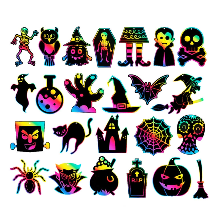 24 PCS / Set GG-24 Children Colorful Halloween Scratch Painting Set DIY Funny Ornaments Holiday Scratch Painting Paper - Halloween Stickers by PMC TechLife | Online Shopping South Africa | PMC TechLife | Buy Now Pay Later Mobicred