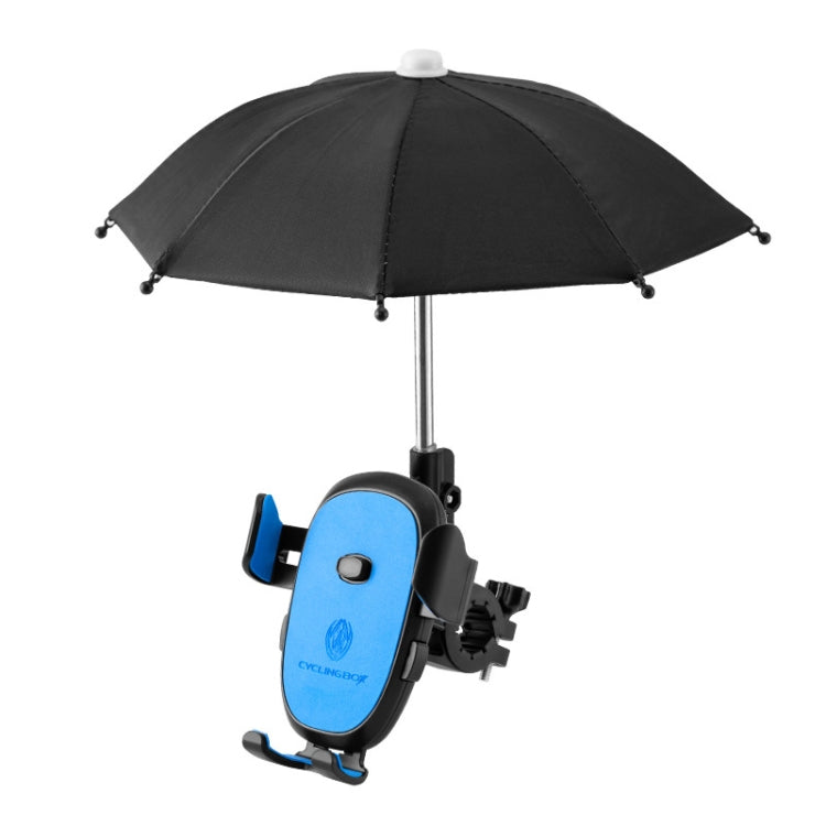 CYCLINGBOX BG-2935 Bicycle Mobile Phone Bracket With Umbrella Waterproof Navigation Electric Car Mobile Phone Frame, Style: Handlebar Installation (Blue) - Holders by CYCLINGBOX | Online Shopping South Africa | PMC TechLife | Buy Now Pay Later Mobicred