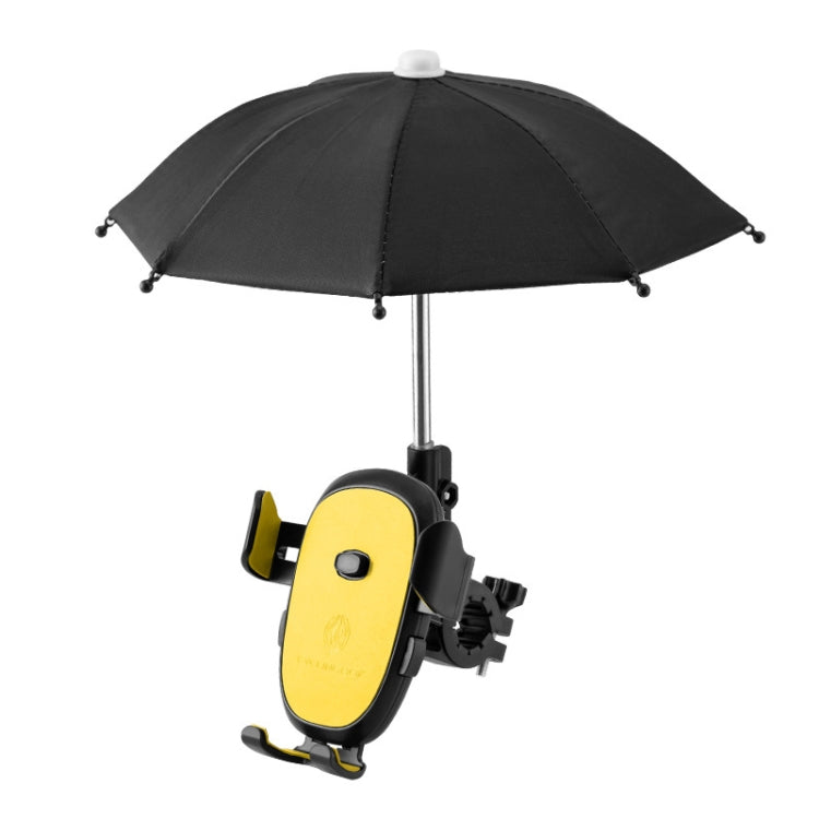 CYCLINGBOX BG-2935 Bicycle Mobile Phone Bracket With Umbrella Waterproof Navigation Electric Car Mobile Phone Frame, Style: Handlebar Installation (Yellow) - Holders by CYCLINGBOX | Online Shopping South Africa | PMC TechLife | Buy Now Pay Later Mobicred