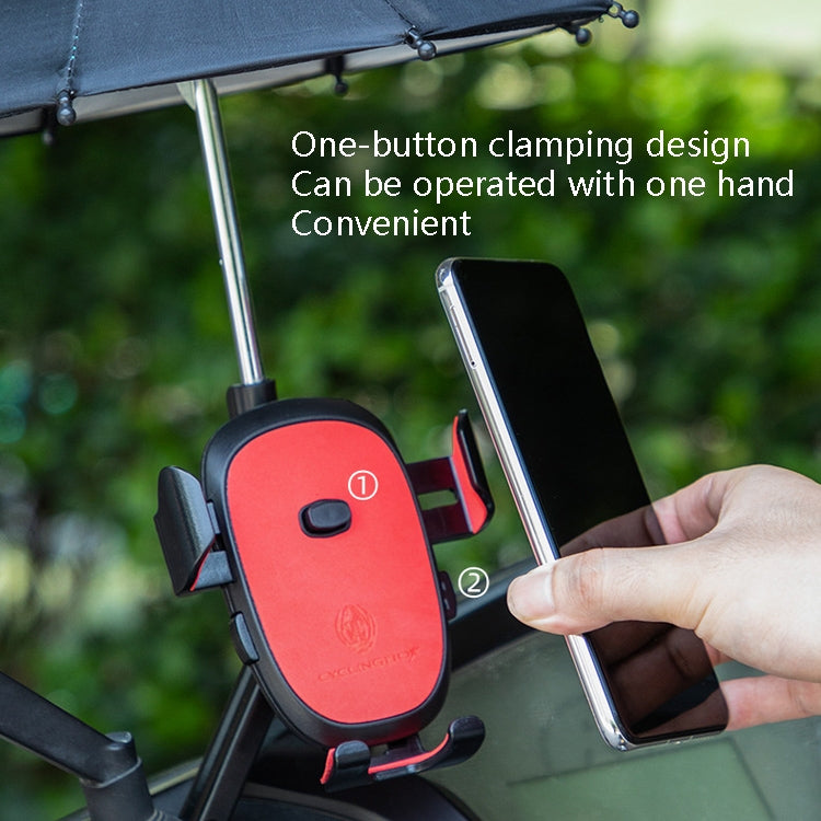 CYCLINGBOX BG-2935 Bicycle Mobile Phone Bracket With Umbrella Waterproof Navigation Electric Car Mobile Phone Frame, Style: Rearview Mirror Installation (Black) - Holders by CYCLINGBOX | Online Shopping South Africa | PMC TechLife | Buy Now Pay Later Mobicred