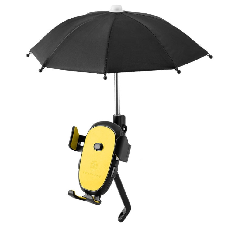 CYCLINGBOX BG-2935 Bicycle Mobile Phone Bracket With Umbrella Waterproof Navigation Electric Car Mobile Phone Frame, Style: Rearview Mirror Installation (Yellow) - Holders by CYCLINGBOX | Online Shopping South Africa | PMC TechLife | Buy Now Pay Later Mobicred