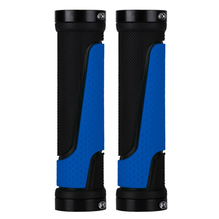 1pair BG-0404 Bicycle Rubber Handle Cover The Mountain Bike Bilateral Lock Dead Anti-Slip Handle Cover(Blue) - Bicycle Grips by PMc TechLife | Online Shopping South Africa | PMc TechLife | Buy Now Pay Later Mobicred