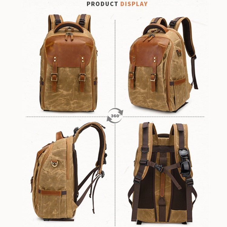 K805 Waterproof Batik Canvas Camera Backpack Outdoor Liner Shoulder Photography Bag(Khaki) - Backpack by PMC TechLife | Online Shopping South Africa | PMC TechLife | Buy Now Pay Later Mobicred