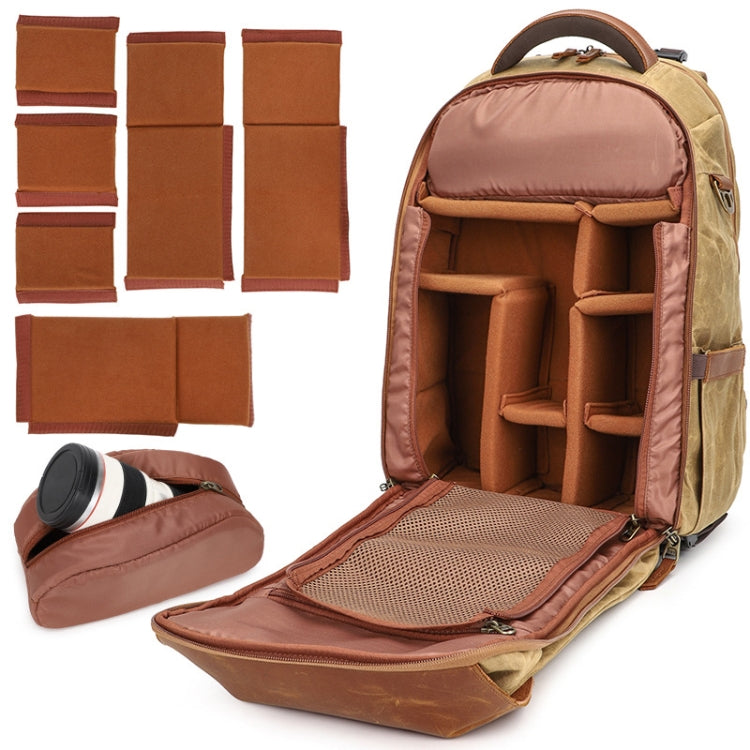 K805 Waterproof Batik Canvas Camera Backpack Outdoor Liner Shoulder Photography Bag(Grey) - Backpack by PMC TechLife | Online Shopping South Africa | PMC TechLife | Buy Now Pay Later Mobicred