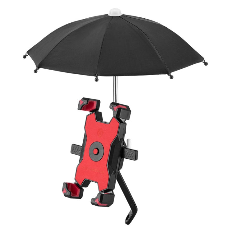 CYCLINGBOX Bicycle Mobile Phone Bracket With Parasol Rider Mobile Phone Frame, Style: Rearview Mirror Installation (Red) - Holders by CYCLINGBOX | Online Shopping South Africa | PMC TechLife | Buy Now Pay Later Mobicred