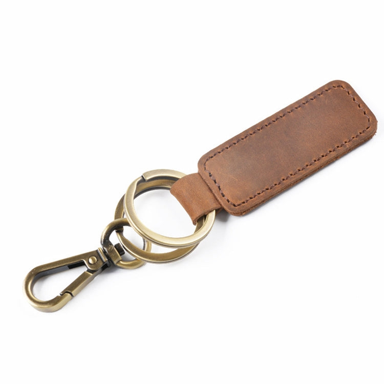 2 PCS Handmade Crazy Horse Leather Retro Keychain Car Couple Keychain, Specification: Double Ring( Brown) - Key Rings by PMC TechLife | Online Shopping South Africa | PMC TechLife | Buy Now Pay Later Mobicred