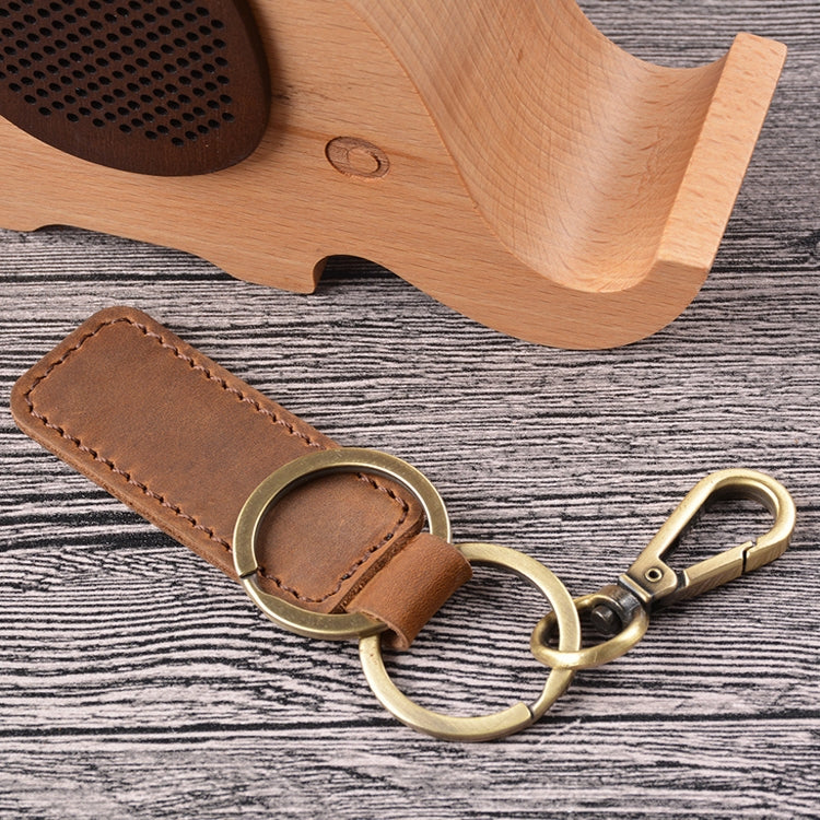 2 PCS Handmade Crazy Horse Leather Retro Keychain Car Couple Keychain, Specification: Double Ring( Brown) - Key Rings by PMC TechLife | Online Shopping South Africa | PMC TechLife | Buy Now Pay Later Mobicred