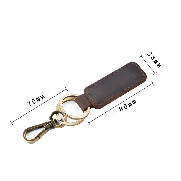 2 PCS Handmade Crazy Horse Leather Retro Keychain Car Couple Keychain, Specification: Double Ring( Brown) - Key Rings by PMC TechLife | Online Shopping South Africa | PMC TechLife | Buy Now Pay Later Mobicred