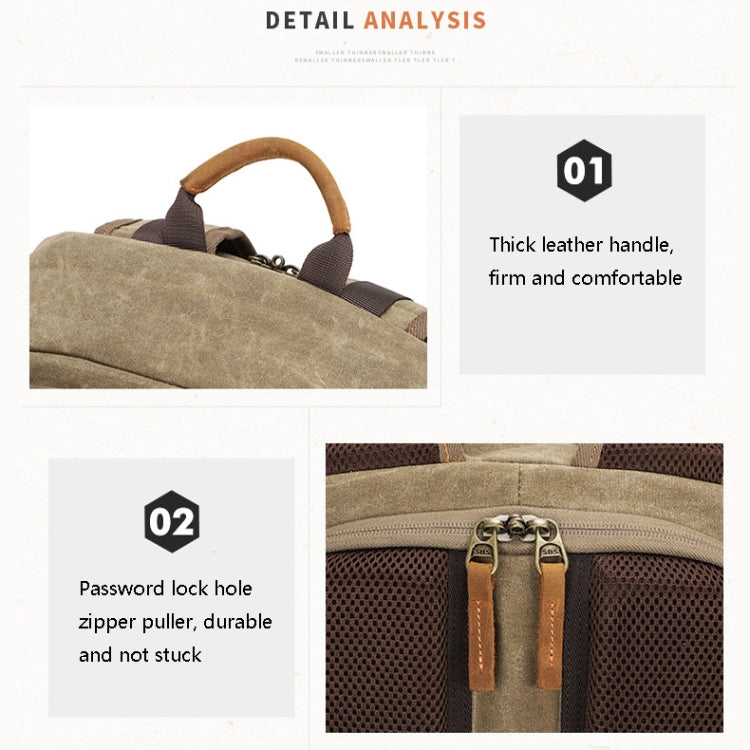 D1383 Outdoor SLR Digital Camera Backpack Waterproof Batik Canvas Camera Bag(Khaki) - free shipping - PMC TechLife - Order now!