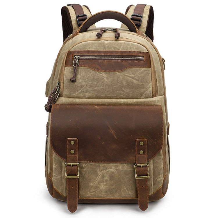 K813 Retro SLR Camera Bag Canvas Shoulder Computer Camera Bag(Khaki) - Backpack by PMC TechLife | Online Shopping South Africa | PMC TechLife | Buy Now Pay Later Mobicred