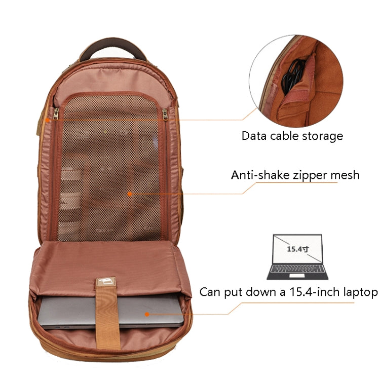 K813 Retro SLR Camera Bag Canvas Shoulder Computer Camera Bag(Grey) - Backpack by PMC TechLife | Online Shopping South Africa | PMC TechLife | Buy Now Pay Later Mobicred