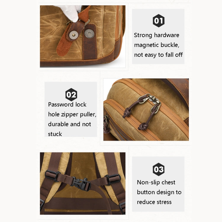 K813 Retro SLR Camera Bag Canvas Shoulder Computer Camera Bag(Khaki) - Backpack by PMC TechLife | Online Shopping South Africa | PMC TechLife | Buy Now Pay Later Mobicred