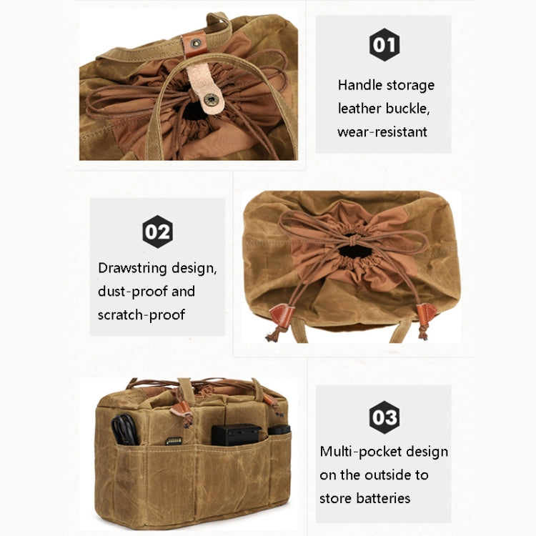K707 Portable SLR Lens Liner Bag Camera Storage Bag(Khaki) - Strap Satchel by PMC TechLife | Online Shopping South Africa | PMC TechLife | Buy Now Pay Later Mobicred