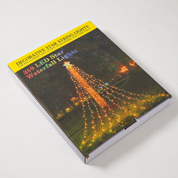 10LM 350 LED Star Waterfall Light Christmas Tree String Lights Outdoor Meteor Light, Plug Spec: US Plug(Warm White Light) - Christmas Decoration Lamps by PMc TechLife | Online Shopping South Africa | PMc TechLife | Buy Now Pay Later Mobicred