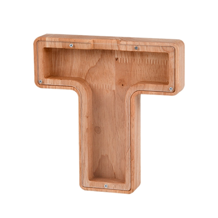 Wooden English Alphabet Piggy Bank Transparent Acrylic Piggy Bank(T) - Piggy Banks by PMC TechLife | Online Shopping South Africa | PMC TechLife | Buy Now Pay Later Mobicred