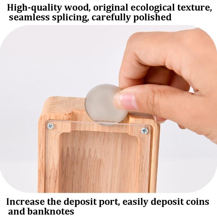 Wooden English Alphabet Piggy Bank Transparent Acrylic Piggy Bank(J) - Piggy Banks by PMC TechLife | Online Shopping South Africa | PMC TechLife | Buy Now Pay Later Mobicred